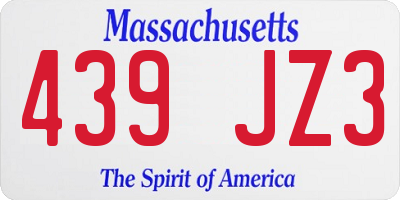 MA license plate 439JZ3