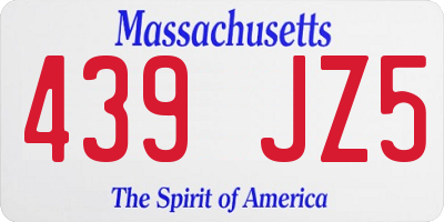 MA license plate 439JZ5