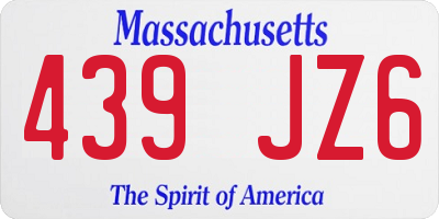 MA license plate 439JZ6