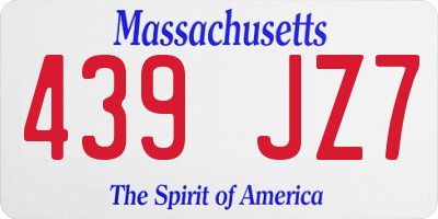 MA license plate 439JZ7