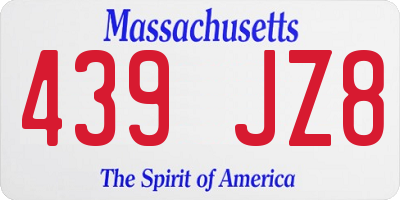 MA license plate 439JZ8