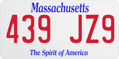 MA license plate 439JZ9