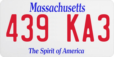 MA license plate 439KA3