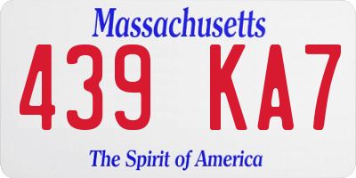 MA license plate 439KA7