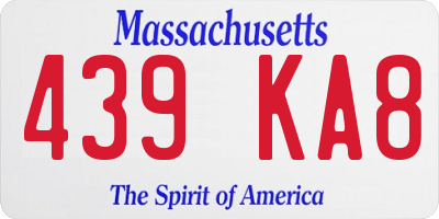 MA license plate 439KA8