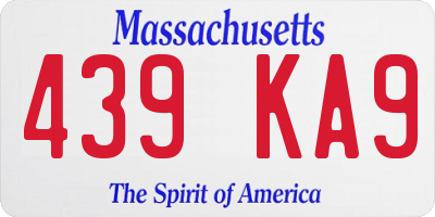 MA license plate 439KA9