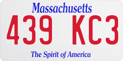MA license plate 439KC3