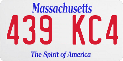 MA license plate 439KC4