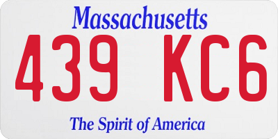 MA license plate 439KC6