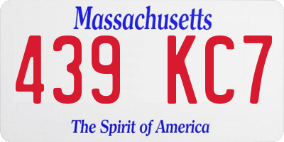 MA license plate 439KC7