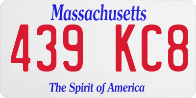 MA license plate 439KC8