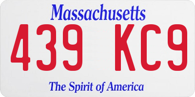 MA license plate 439KC9