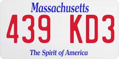 MA license plate 439KD3