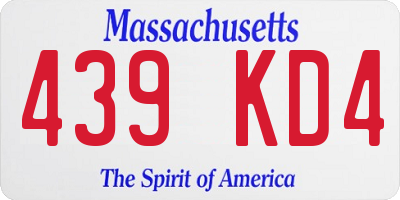 MA license plate 439KD4