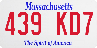 MA license plate 439KD7
