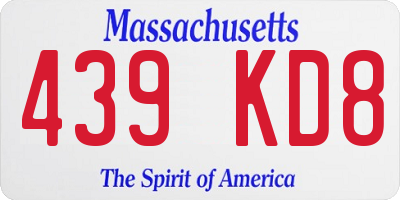 MA license plate 439KD8