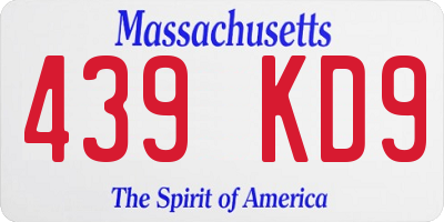 MA license plate 439KD9