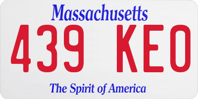 MA license plate 439KE0