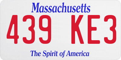 MA license plate 439KE3