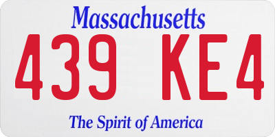 MA license plate 439KE4