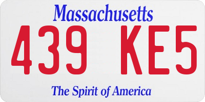 MA license plate 439KE5