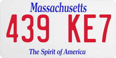 MA license plate 439KE7