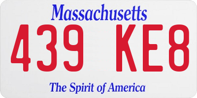 MA license plate 439KE8