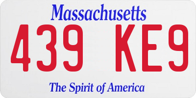 MA license plate 439KE9