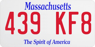 MA license plate 439KF8