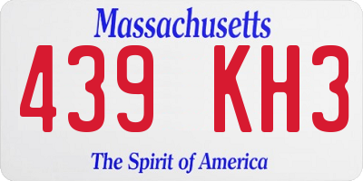 MA license plate 439KH3