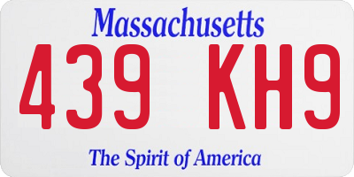 MA license plate 439KH9