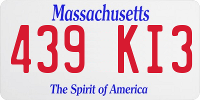 MA license plate 439KI3
