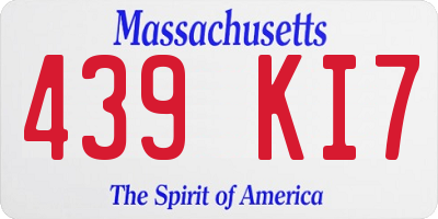 MA license plate 439KI7