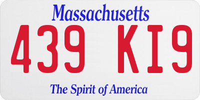 MA license plate 439KI9