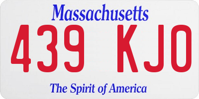 MA license plate 439KJ0