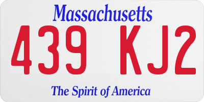 MA license plate 439KJ2