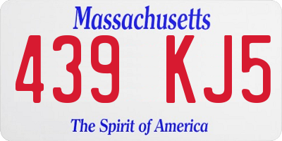MA license plate 439KJ5