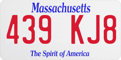 MA license plate 439KJ8