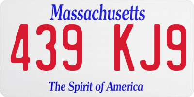 MA license plate 439KJ9