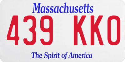 MA license plate 439KK0
