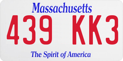 MA license plate 439KK3