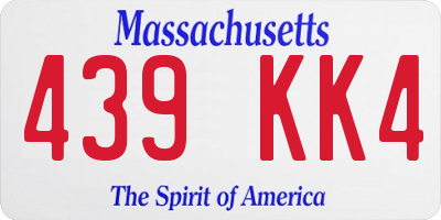 MA license plate 439KK4