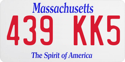 MA license plate 439KK5