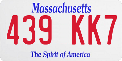 MA license plate 439KK7