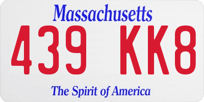 MA license plate 439KK8