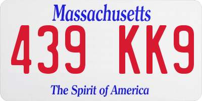 MA license plate 439KK9