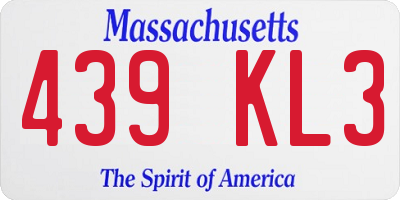 MA license plate 439KL3