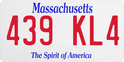 MA license plate 439KL4