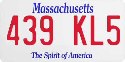MA license plate 439KL5