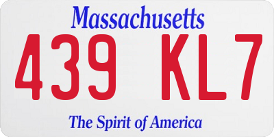 MA license plate 439KL7